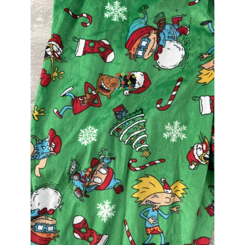 Nickelodeon Multi Characters Green‎ Christmas Pajama Pants size Large Cozy Soft